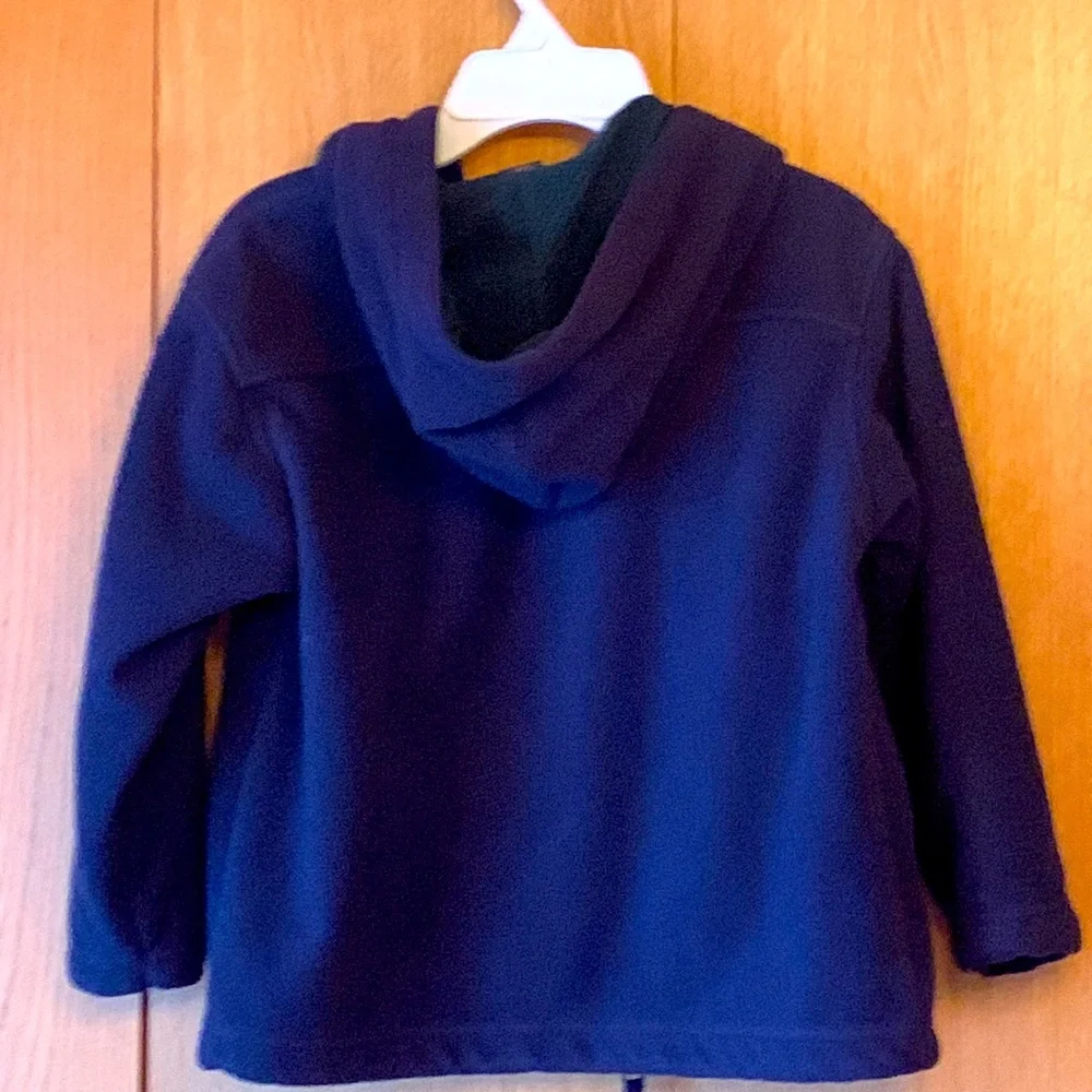 Gap Kids vintage S 5 - 6 boy’s navy hooded full zip fleece green mesh lining EUC